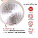 Conjunto Completo de 10 Piezas en Acero Inoxidable con Revestimiento de Cerámica y Mangos de Madera