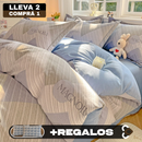 [Llevá 2 Pagá 1] Juego de Cama Completo Estampado en Algodón y Poliéster +2 Fundas para Almohada