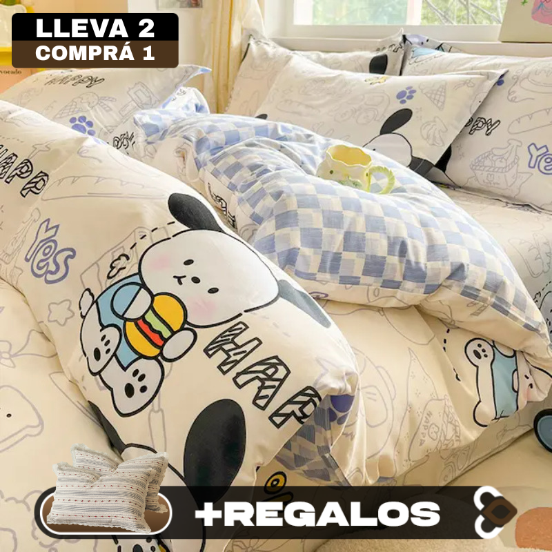 [Llevá 2 Pagá 1] Juego de Cama Completo Luna Estampado en Algodón y Poliéster (¡Noches Maravillosas de Relax!) +2 Fundas para Almohada