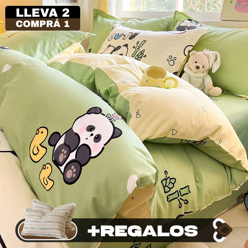 [Llevá 2 Pagá 1] Juego de Cama Completo Luna Estampado en Algodón y Poliéster (¡Noches Maravillosas de Relax!) +2 Fundas para Almohada