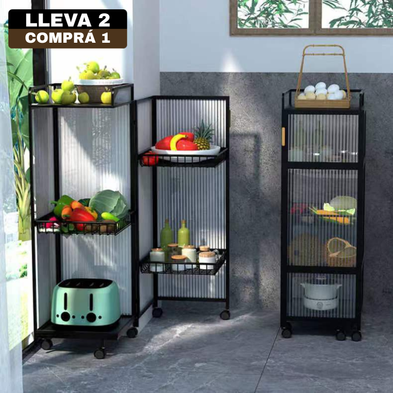 [Llevá 2 Pagá 1] Armario Organizador Articulado de 4 Niveles Hecho en Acero Inoxidable con Rueditas