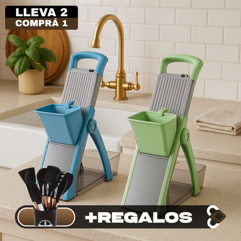 [Llevá 2 Pagá 1] Cortador de Verduras Multifuncional de Acero Inoxidable con Hoja Ajustable +REGALO: Kit de Utensilios de Cocina