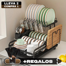 Escurridor 3 en 1 de Acero Inoxidable Multifuncional con Asas Plegables y Base Antideslizante +REGALO: Kit de Utensilios de Cocina