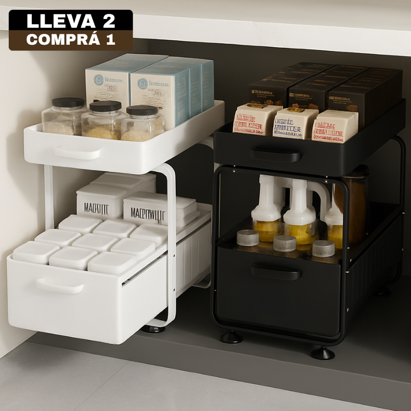 [Llevá 2 Pagá 1] Porta Condimentos Completo en Acero Inoxidable con Cajones Articulados