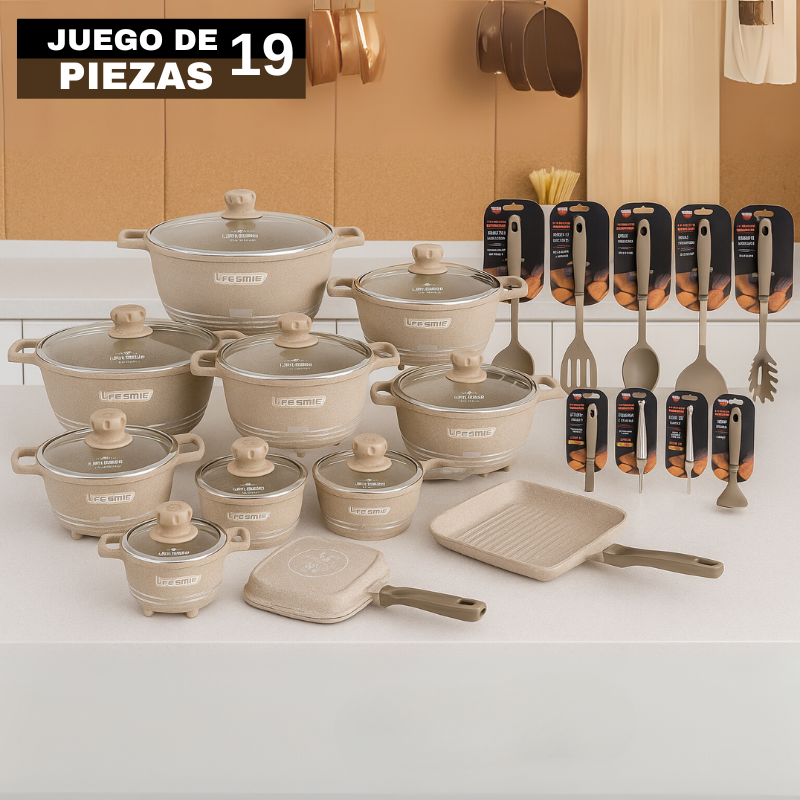 Conjunto de Ollas de Cerámica 19 Piezas Antiadherentes [ÚLTIMAS UNIDADES]