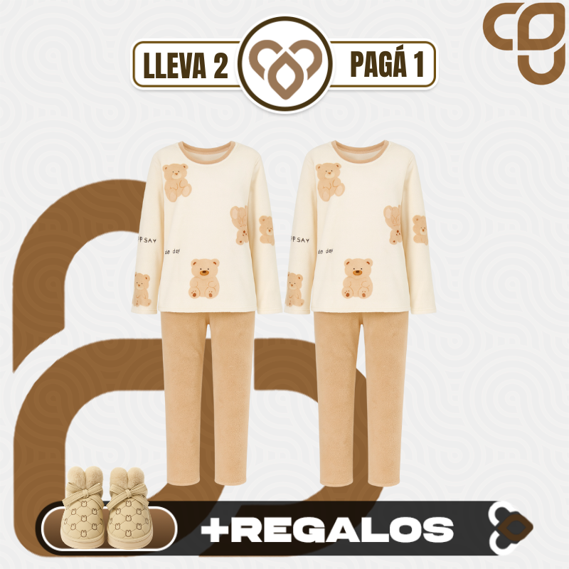 [Llevá 1 y Recibí 2] Pijama Femenino de Algodón y Poliéster (¡Comodidad para tus Noches de Sueño!) +REGALOS: Pantuflas